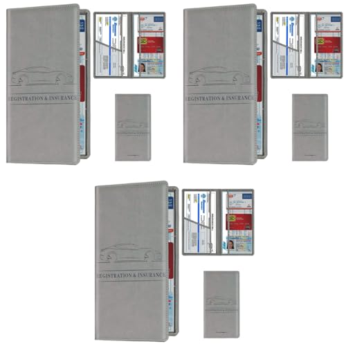 STHIRA® Premium PU Leather Car Documents Holder 6 Compartment Bifold Organizer for Registration Insurance Drive License Cash Spacious Multi-Purpose Vehicle File Bag Men Women 3PCS STHIRA® Premium PU Leather Car Documents Holder 6 Compartment Bifold Organizer for Registration Insurance Drive License Cash Spacious Multi-Purpose Vehicle File Bag Men Women 3PCS